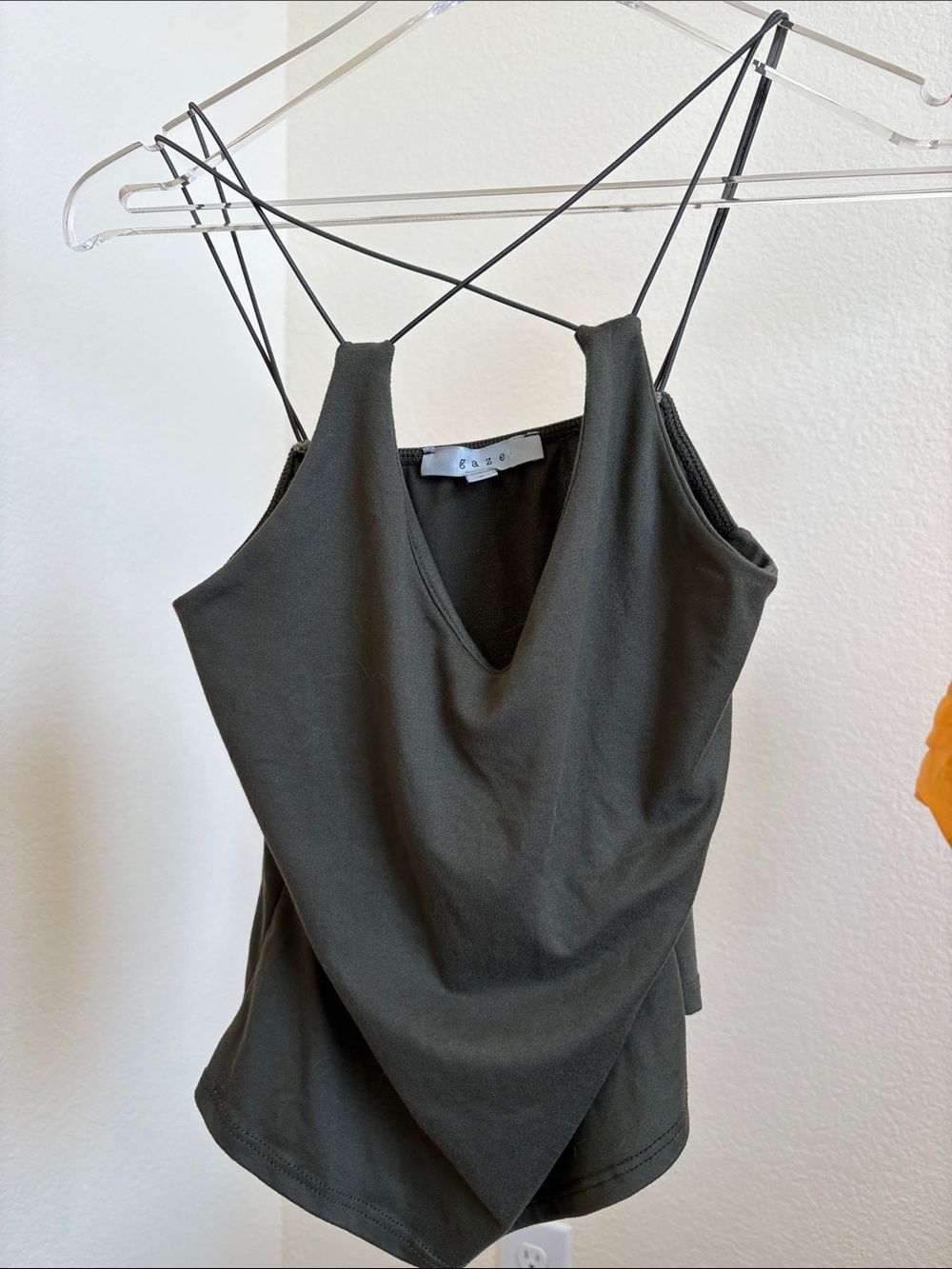 gaze Olive V-Neck Tank Top with Thin Straps